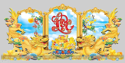 File PSD cặp rồng vàng uốn lượn đẹp ấn tượng