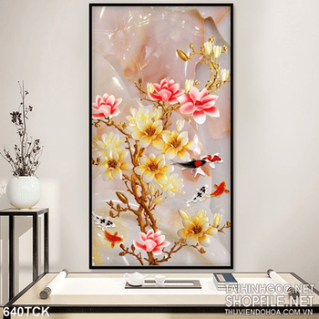 Tranh cá chép giả ngọc đẹp 3d