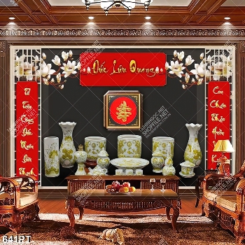 Tranh thư pháp 3d trang trí bàn thờ gia tiên