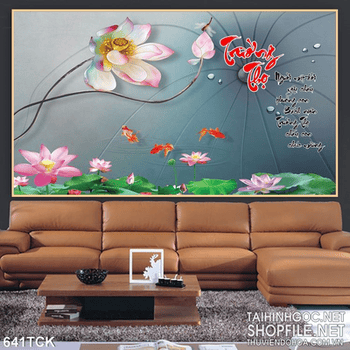 Tranh hoa sen trường thọ ý nghĩa in uv