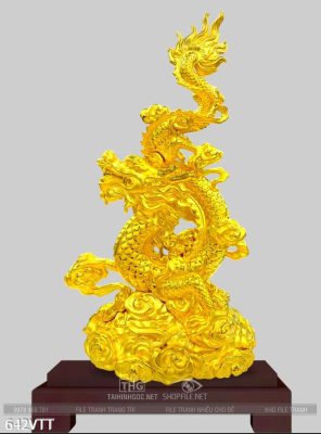 File tranh hình cặp rồng vàng và thần tài