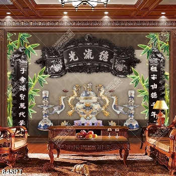 Tranh dán tường trang trí bàn thờ tổ tiên file gốc