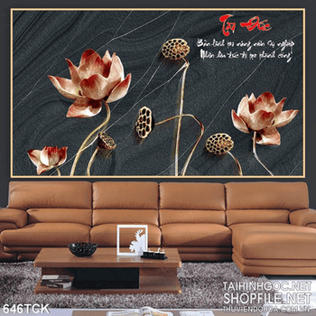 Tranh 3d hoa sen tài đức vẹn toàn