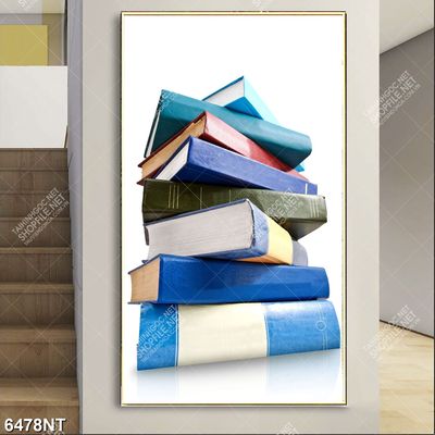 Tranh chồng sách xếp chồng