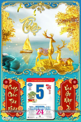 File PSD Lịch Tết hươu nai 648LT File PSD Lịch Tết hươu nai 648LT