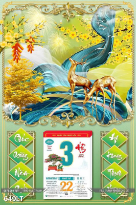 File PSD Lịch Tết hươu nai 649LT File PSD Lịch Tết hươu nai 649LT