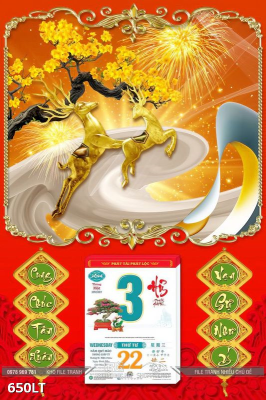 File PSD Lịch Tết hươu nai 650LT File PSD Lịch Tết hươu nai 650LT