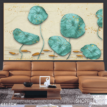 Tranh lá sen 3d đẹp