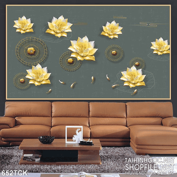 Tranh hoa sen in uv chất lượng