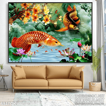 Tranh cá rồng in uv phú quý cho gia chủ 3d