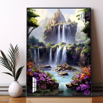 Tranh phong thủy phong cảnh thác nước thiên nhiên