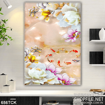 Tranh giả ngọc 3d hoa mẫu đơn