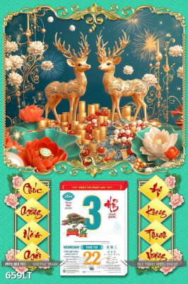 File PSD Lịch Tết hươu nai 659LT File PSD Lịch Tết hươu nai 659LT