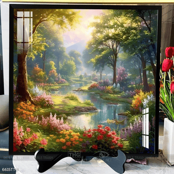 Tranh phon thủy sông, núi và mặt trời