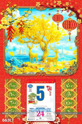 File PSD Lịch Tết hươu nai 663LT File PSD Lịch Tết hươu nai 663LT