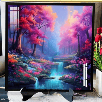 Tranh phon thủy sông, núi và mặt trời
