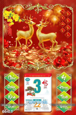 File PSD Lịch Tết hươu nai 664LT File PSD Lịch Tết hươu nai 664LT