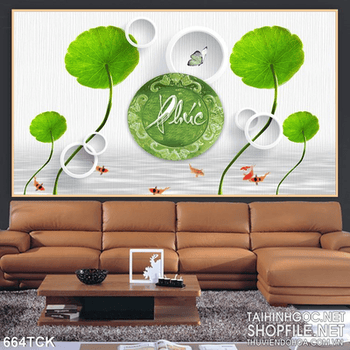 Tranh cá chép 3d chữ phúc