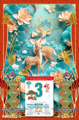 File PSD Lịch Tết hươu nai 666LT File PSD Lịch Tết hươu nai 666LT