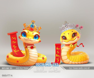 File tranh cặp rắn vàng Ất Tỵ