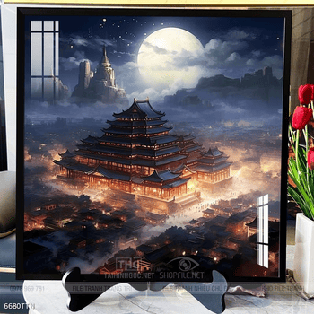 Tranh phon thủy sông, núi và mặt trời