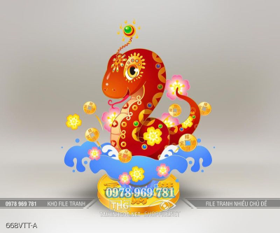 File tranh rắn đỏ cưỡi mây