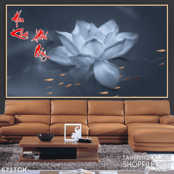 Tranh vẽ tay hoa sen phú quý