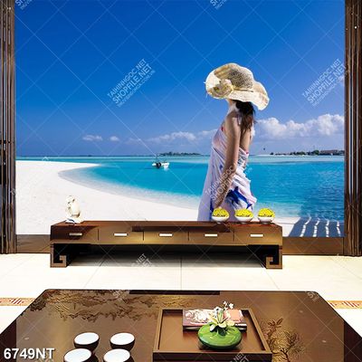 Tranh cô gái đứng bên bãi biển