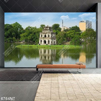 Tranh tháp rùa trên hồ gươm
