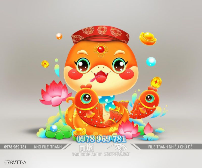 File tranh rắn đỏ cười tươi đón chào năm mới