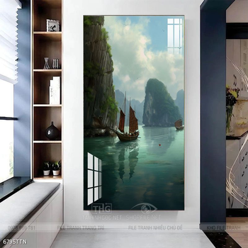 Tranh phong thủy phong cảnh thác nước thiên nhiên