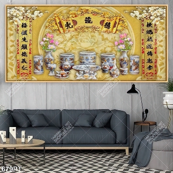 Tranh gạch 3D trang trí bàng thờ gia tiên
