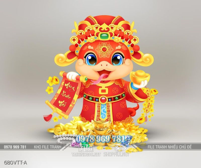 File tranh rắn thần tài cho năm mới gặp nhiều may mắn