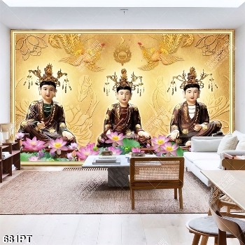 Tranh thờ Chúa Sơn Trang và hoa sen nghệ thuật Tranh thờ Chúa Sơn Trang và hoa sen nghệ thuật