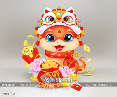 File tranh rắn đỏ trang trí tết Ất Tỵ 2025