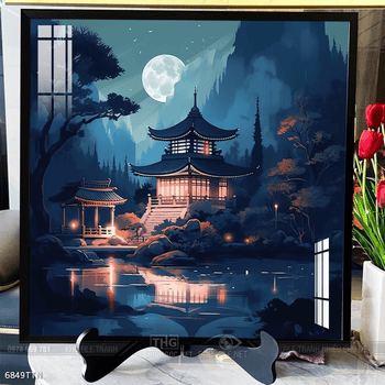 Tranh phon thủy sông, núi và mặt trời