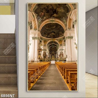 Tranh nhà thờ với kiến trúc cổ điển