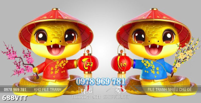 File vector psd Tết 2025 Rắn Vàng 688VTT