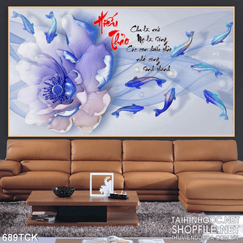 Tranh cá chép hiếu thảo in uv