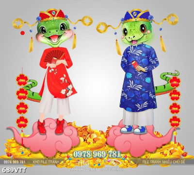 File vector psd Tết 2025 Rắn Vàng 689VTT