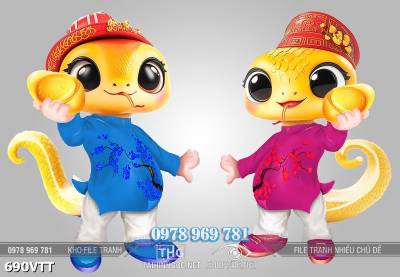 File vector psd Tết 2025 Rắn Vàng 690VTT