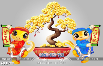 File vector psd Tết 2025 Rắn Vàng 691VTT