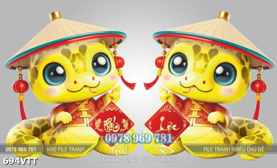 File vector psd Tết 2025 Rắn Vàng 694VTT