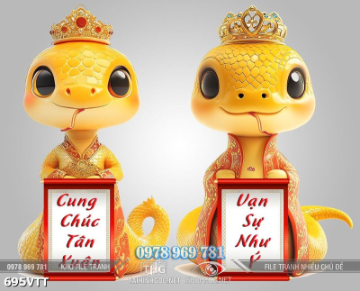 File vector psd Tết 2025 Rắn Vàng 695VTT
