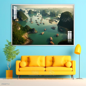 Tranh phong thủy nước non tuyệt đẹp