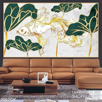 Tranh vẽ cá chép nghệ thuật in uv