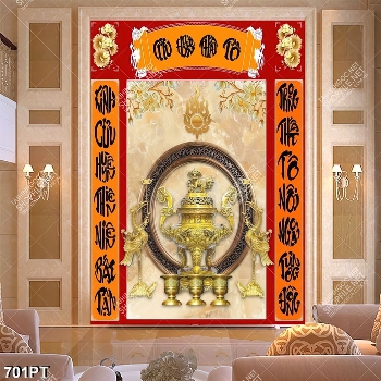 Tranh treo tường 3d trang trí bàn thờ gia tiên
