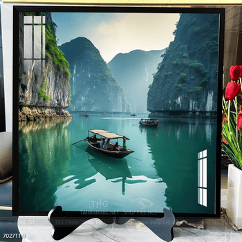 Tranh phon thủy sông, núi và mặt trời