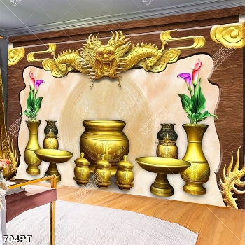 Tranh rồng và hoa trang trí bàng thờ tổ tiên