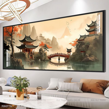 Tranh phong thủy phong cảnh thác nước thiên nhiên